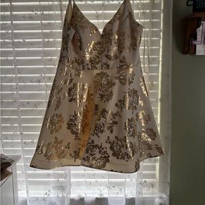 Elegant Gold Floral Dress